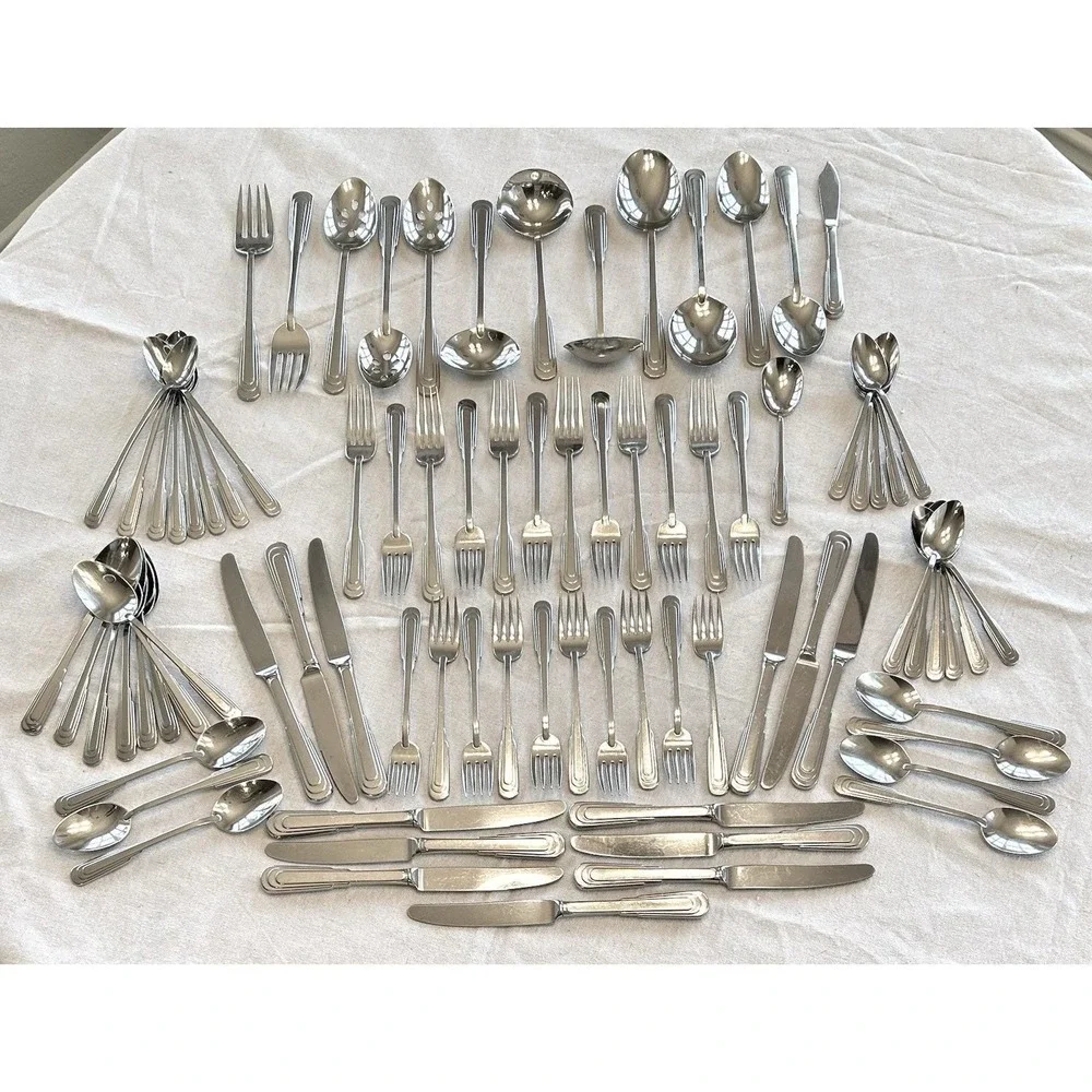 Oneida Cityscape Huge 83pc Lot Stainless Flatware Service for 10 Serving Pieces
